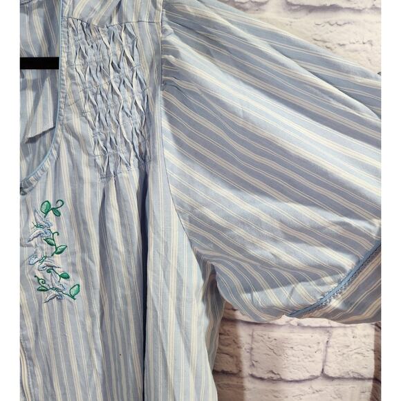 Vintage Ashley Taylor White Blue Stripe Embroidered Full Zip Robe 4X Plus Soft - Picture 3 of 6
